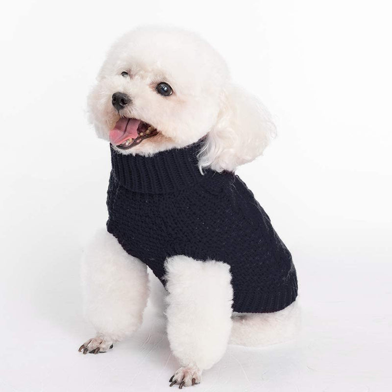 Dog Apparel Turtleneck Dog Sweater - Winter Coat Knit Clothes with Leash Hole for Cold Weather